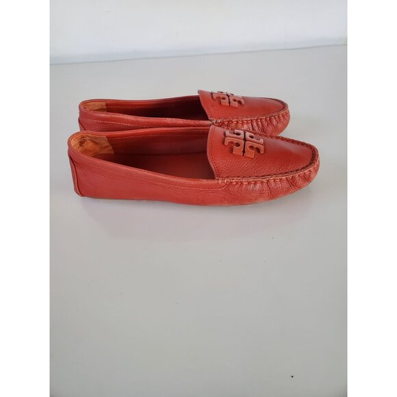 Tory Burch LOWELL 2 Orange Leather Driving Moccasin Loafers Size 9.5M Loafers - Picture 10 of 12